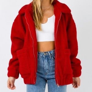 I.Am.Gia Red Pixie Teddy Coat